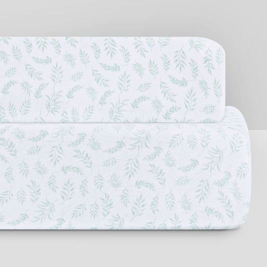 Leaves Organic Jersey Cotton Crib Sheet and Changing Pad Cover Set