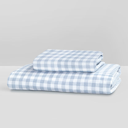 Gingham Organic Jersey Cotton Crib Sheet and Changing Pad Cover Set