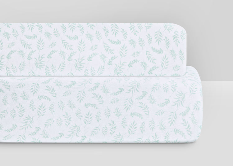 Leaves Organic Jersey Cotton Crib Sheet and Changing Pad Cover Set